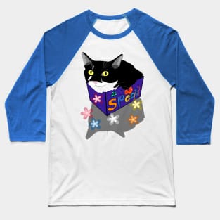 Cute Tuxedo cat sits and fits in a box  Copyright TeAnne Baseball T-Shirt